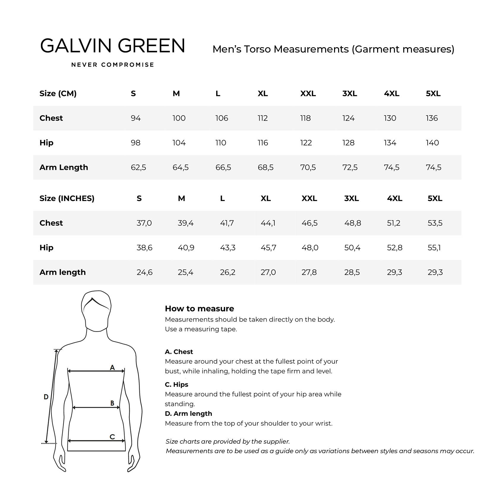 galvin green-jumpers-mens size chart